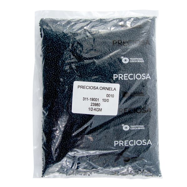 Бисер Preciosa 10/0, 1000 г, цв.23980 черный непрозрачный