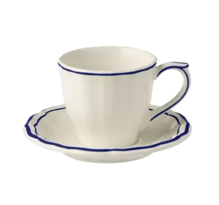 Чашка чайная с блюдцем Gien Filet Cobalt (175 мл)