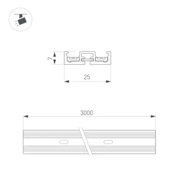 Накладной трековый шинопровод 3м 044506 белый MAG-VIBE-TRACK-257-3000 (WH) MAG-VIBE Arlight
