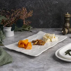 Блюдо прямоугольное 32,5*19,5 см h2 см Texture Style белое фарфор P.L. Proff Cuisine [4]