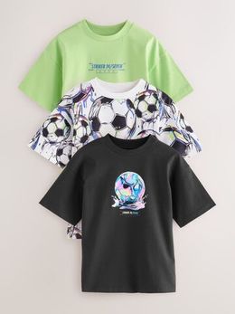 Футболка для мальчика Next AG3-083, 3 шт., Салатовый, Белый, Черный