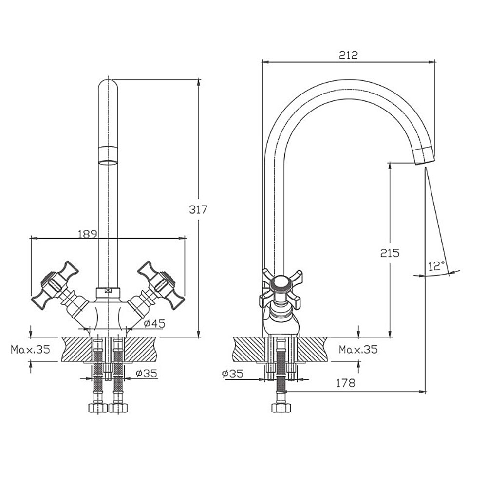 Смеситель HAIBA HB4624 кухня хром