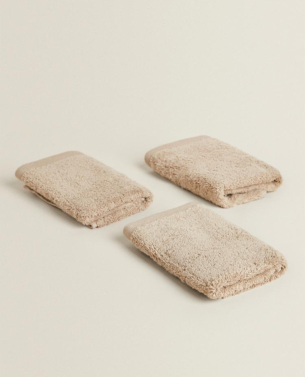 ZARA HOME ПОЛОТЕНЦЕ ИЗ ХЛОПКА ВЫСШЕГО КАЧЕСТВА (НАБОР ИЗ 3 ШТ), БЕЖЕВЫЙ