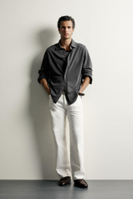 РУБАШКА REGULAR FIT ИЗ ПИКЕ С ЭФФЕКТОМ ПОТЕРТОСТИ — ZARA