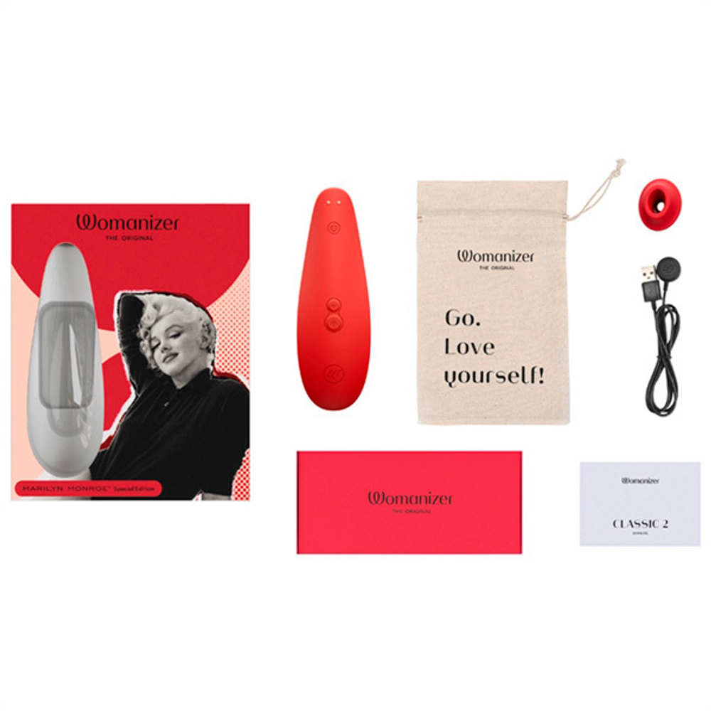 Ярко-красный бесконтактный стимулятор для клитора Womanizer Classic 2 Marilyn Monroe Vivid Red WZ222SG3