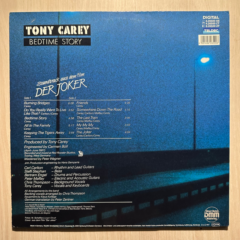 Tony Carey - Bedtime Story (Германия 1987г.)