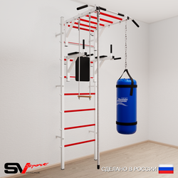 Шведская стенка Sv Sport 5462 (Турник рукоход/Брусья/Канат/Трапеция/Цепь/Мешок 22кг)