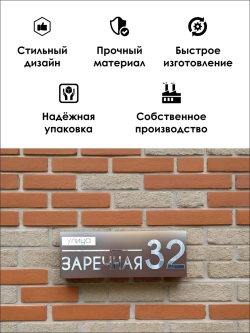 Адресная табличка на дом с объемными буквами (RAL 8017)