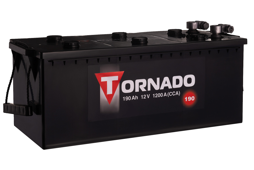 Аккумулятор 6СТ-190 А.ч.,N  п.п., Tornado (конус) тип В с переходником под болт