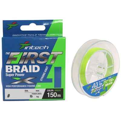 Плетеный шнур Intech First Braid х4 BRAID Green 150м 0.128мм