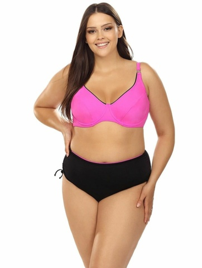 Розово-черный раздельный купальник plus size (Размер: 80G/40) (Цвет: розовый с черным)