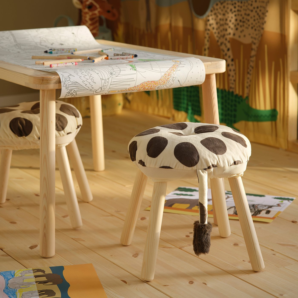 IKEA SANDLÖPARE  (ИКЕА САНДЛЁПАРЕ)  -  Чехол на табурет - бежевый коричневый/узор жираф 38 см