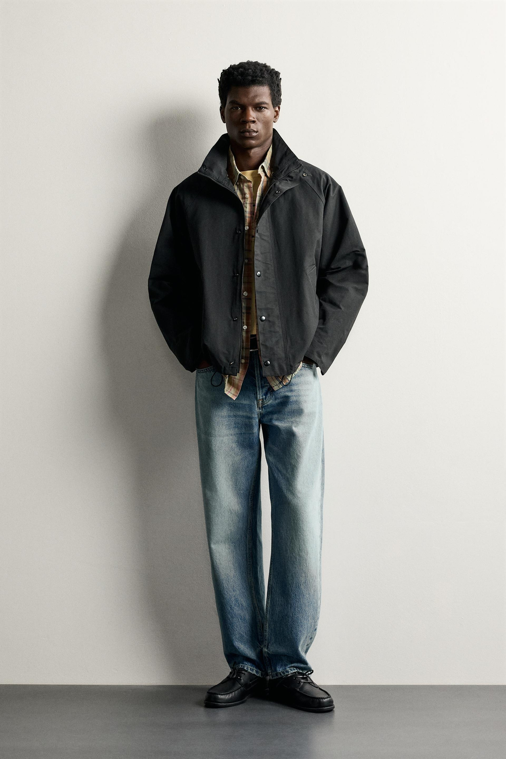 ZARA КОМБИНИРОВАННАЯ WATER-REPELLENT КУРТКА, ЧЕРНЫЙ