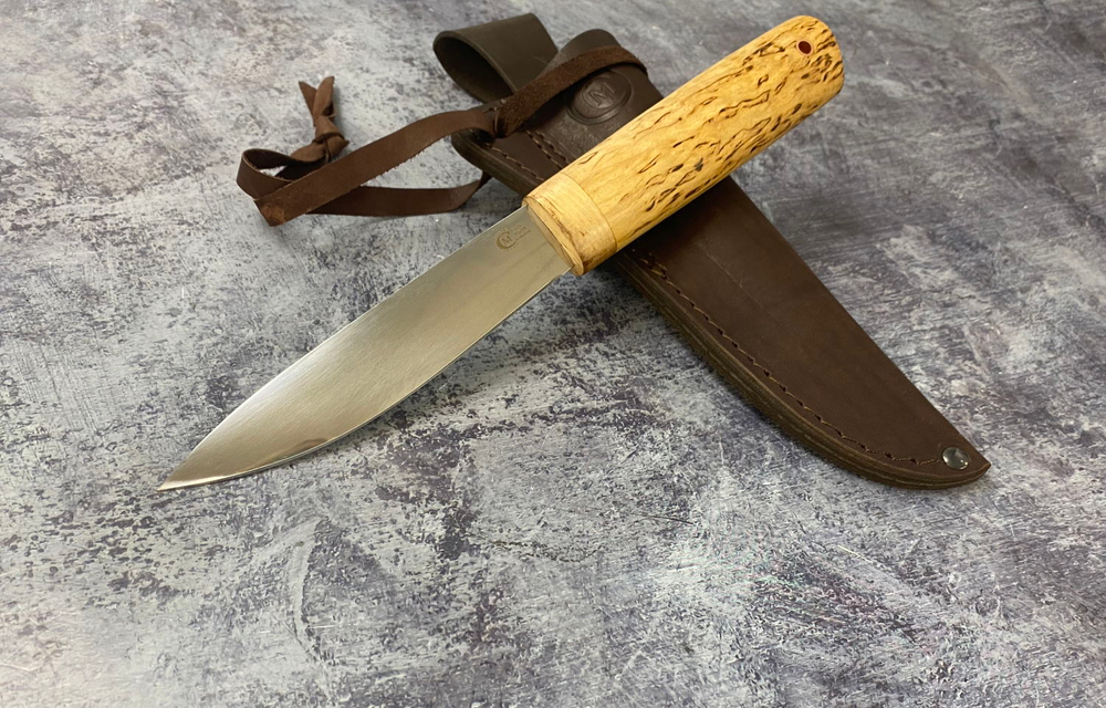 Нож Северный "Куница", средний, кованая сталь 95х18, карельская береза