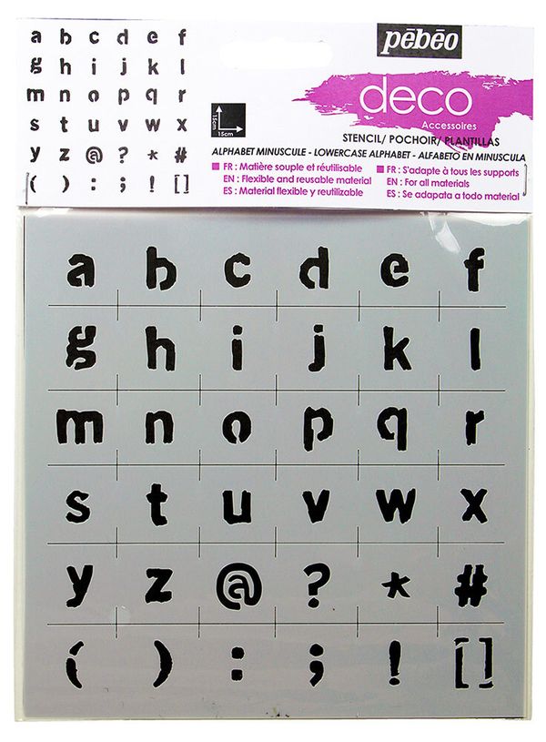 Трафарет deco 15х15 см, 094632 маленькие буквы, Pebeo