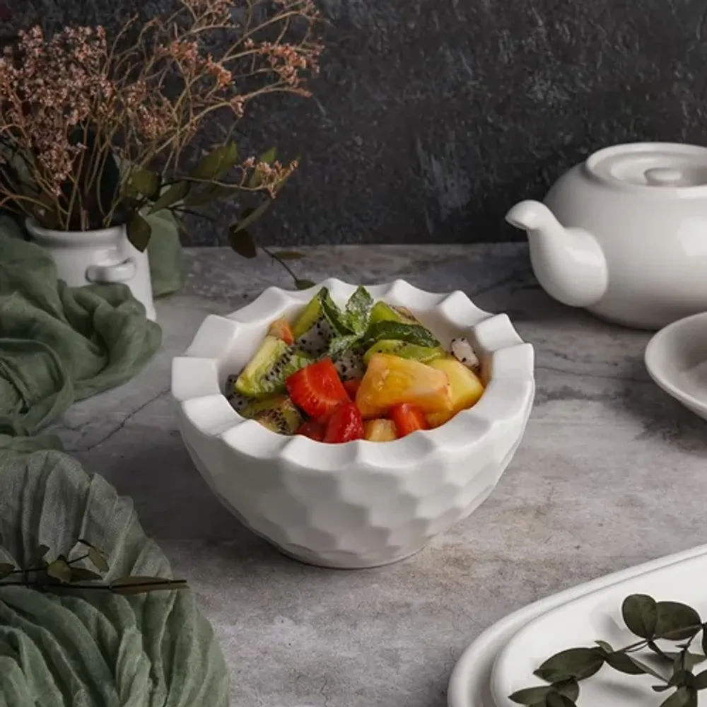 Салатник 150 мл d 15 см h8,5/7 см Crush Honeycombs белый фарфор P.L. Proff Cuisine [3]