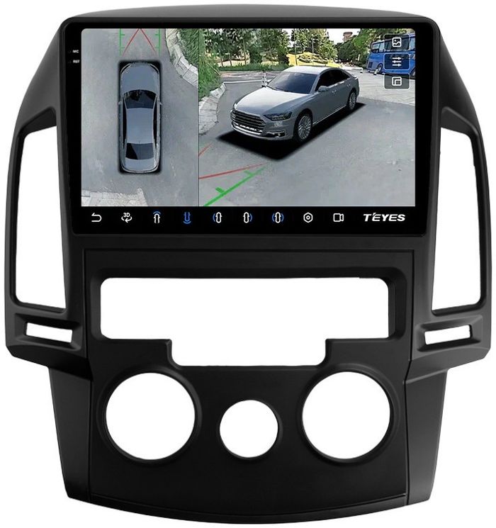 Магнитола для Hyundai i30 2007-2012 (кондиционер) - Teyes CC3-2K-360 на Android 10, Быстрая, 2K QLED, CarPlay, 4G SIM-слот, 4 камеры в комплекте