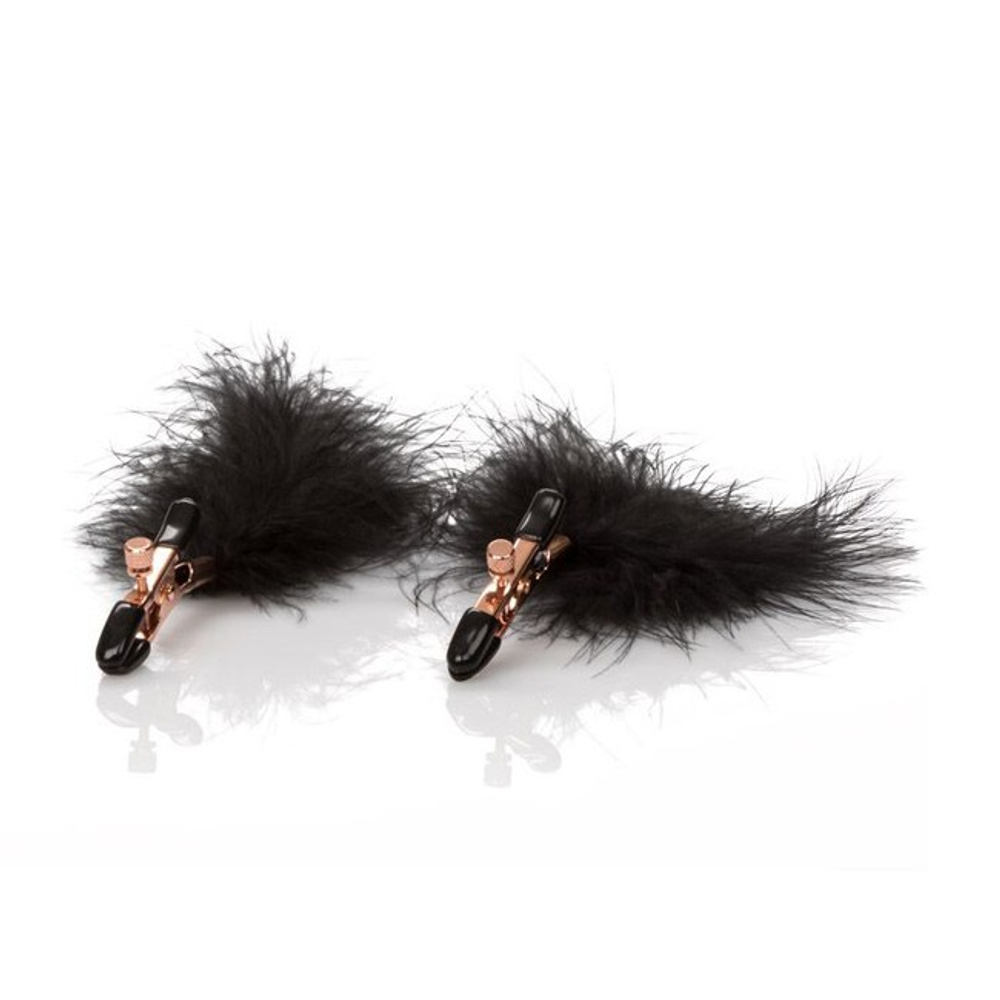 Регулируемые зажимы для сосков с перьями Feather Nipplettes (Цвет: золотой с черным)