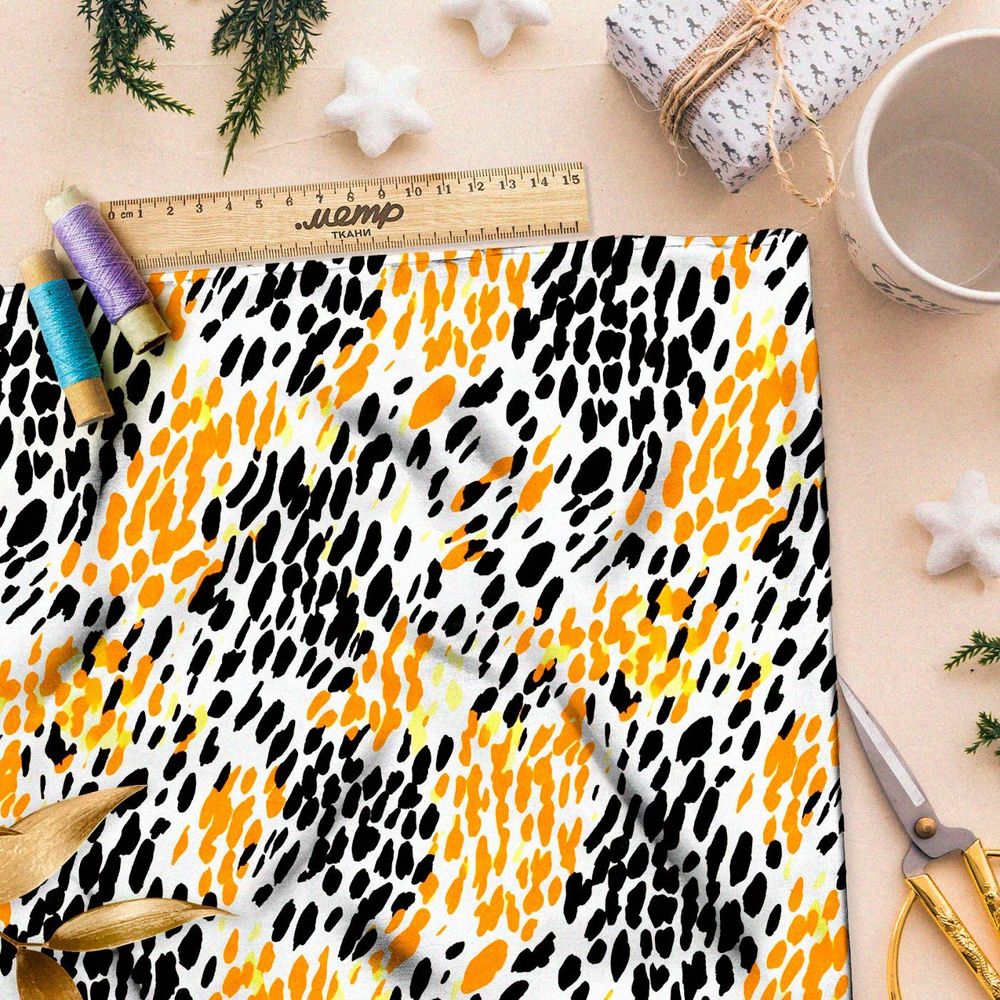 Ткань премиум дюспо черно-желтые пятна