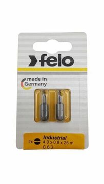 Бита плоская шлицевая 4,0X0,8X25 серия Industrial 2шт в блистере Felo 02041036