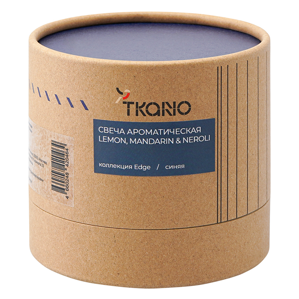 Свеча ароматическая Tkano Edge Lemon Mandarin & Neroli синяя 60ч