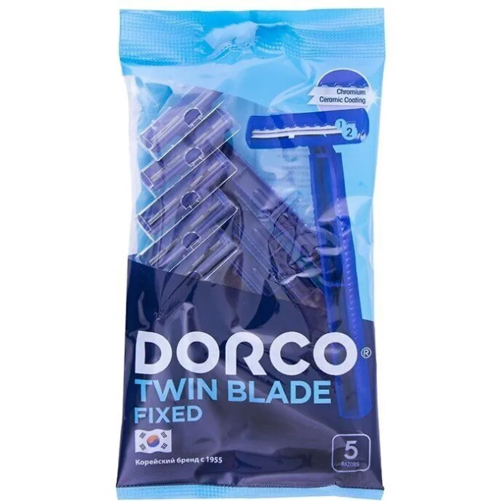 Одноразовый бритвенный станок DORCO TD-708 (5 шт.) фиксир. головка с 2 лезвиями