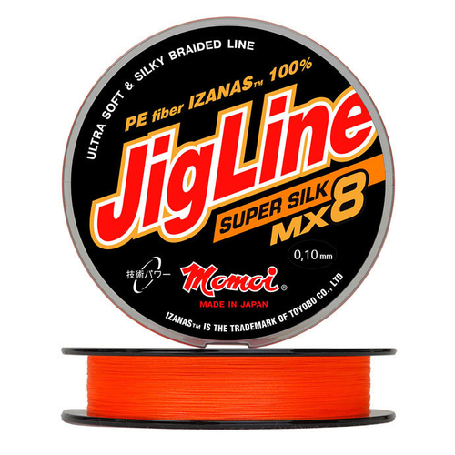 Шнур JigLine Super Silk 0,10 мм., 7,8 кг, 100 м, оранжевый