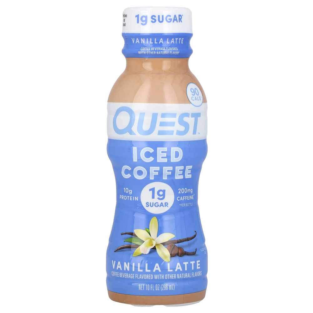 Quest Nutrition, холодный кофе, ванильный латте, 4 флакона по 296 мл (10 жидк. унций)