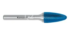 Борфреза твердосплавная Karnasch форма F, 3х8х3х38 мм, насечка HP-11 Micro, покрытие Blue-Tec, арт. 11.6084-010