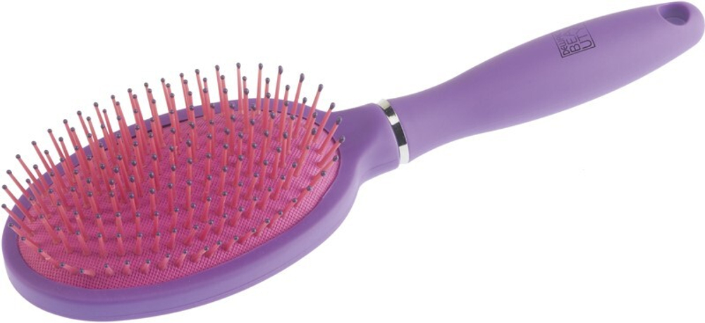 DBY3 Щетка Dewal Beauty  серия "Ягода" массажная с нейлоновым штифтом, квадратная, фиолетовая с розо