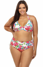 Купальник plus size с ярким цветочным принтом (Размер: 85F/42) (Цвет: разноцветный)