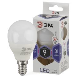 Лампа светодиодная ЭРА STD LED P45-9W-860-E14 9Вт шар холодный дневной свет Е14 | Лампы cветодиодные Шар (G/P)