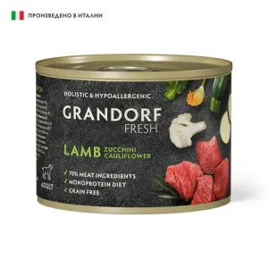Консервы GRANDORF FRESH для собак, паштет из ягненка с цуккини и цветной капустой