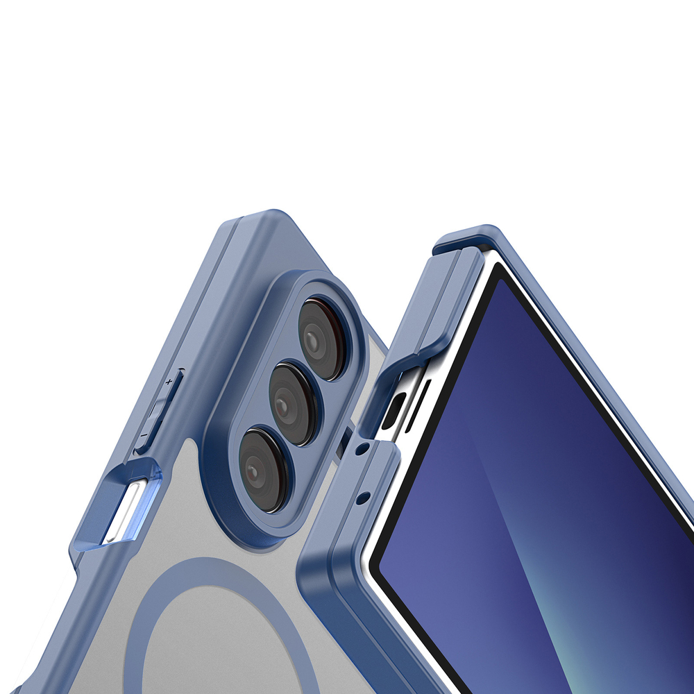 Усиленный чехол синего цвета с MagSafe для Samsung Galaxy Z Fold 7, серия Expn Series Magnetic от Dux Ducis