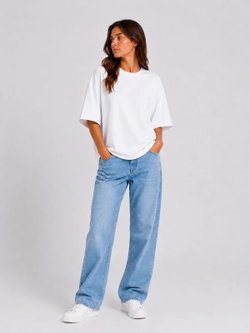 Футболка женская белая oversize  (54)