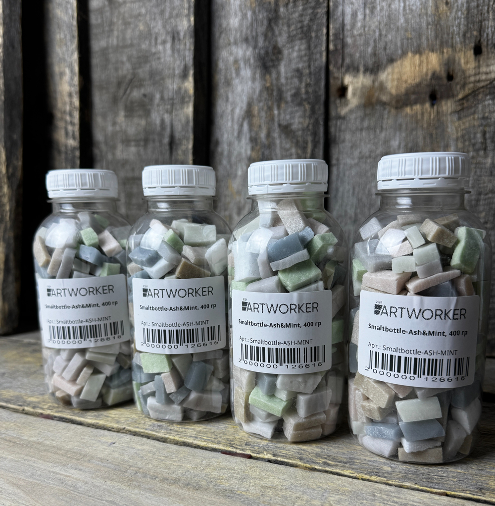 Серая и зеленая смальта стекло Smaltbottle-Ash&Mint ArtWorker