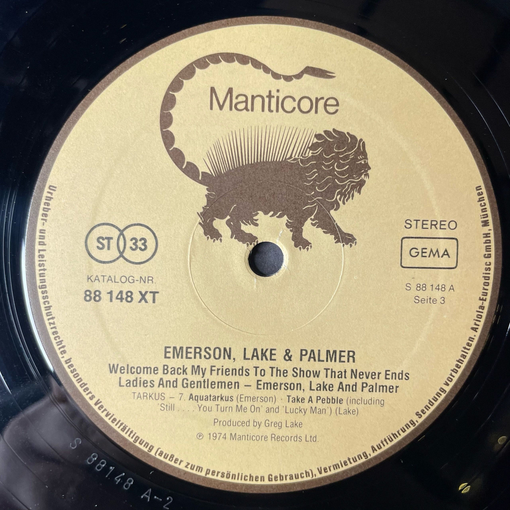 Винтажная виниловая пластинка LP Emerson, Lake and Palmer, Welcome Back My Friends To The Show That Never Ends, Ladies And Gentlemen (Германия 1974)