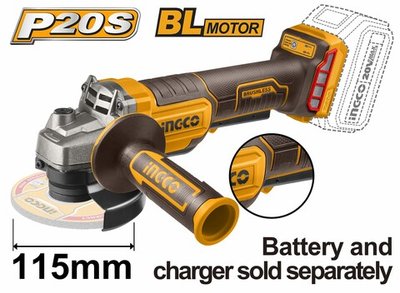 Аккумуляторная УШМ 20В, BL 115/125мм мм без АКБ и ЗУ SUPER INGCO CAGLI211156 INDUSTRIAL