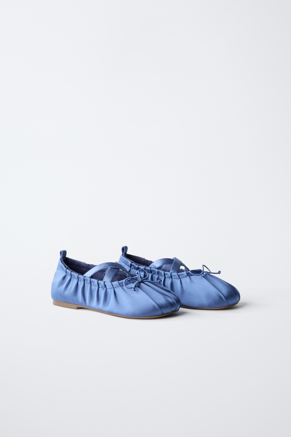 ZARA АТЛАСНЫЕ БАЛЕТКИ, СИНИЙ