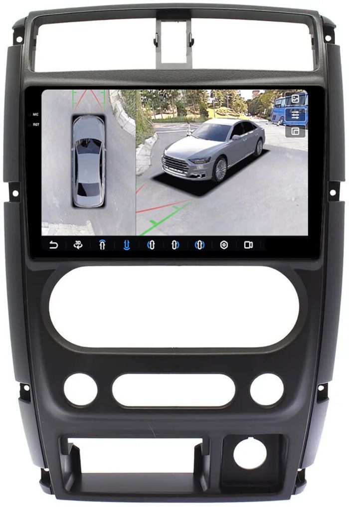 Магнитола для Suzuki Jimny 3 2005-2018 - FarCar BX3059M-360 монитор 9.5" 2K QLED на Android 13, Быстрая, CarPlay, 4G SIM-слот, 4 камеры в комплекте