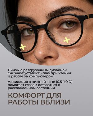Разгрузочная фотохромная линза Gross Optic Relax Reading Digital Transitions Achromatic Plus 1.6 Gray