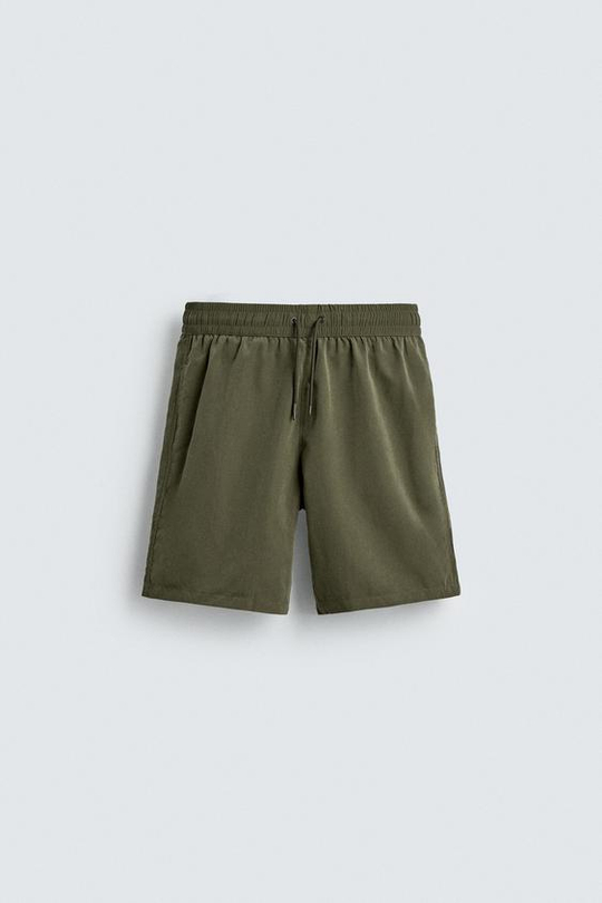 ZARA ДЛИННЫЕ ПЛАВКИ ИЗ МЯГКОЙ ТКАНИ, ХАКИ