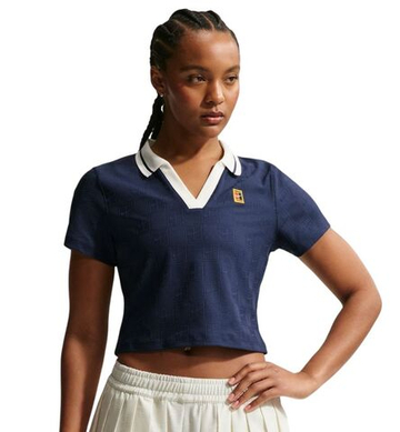 Женское поло Nike Court Dri-FIT Cropped - midnight navy/sail