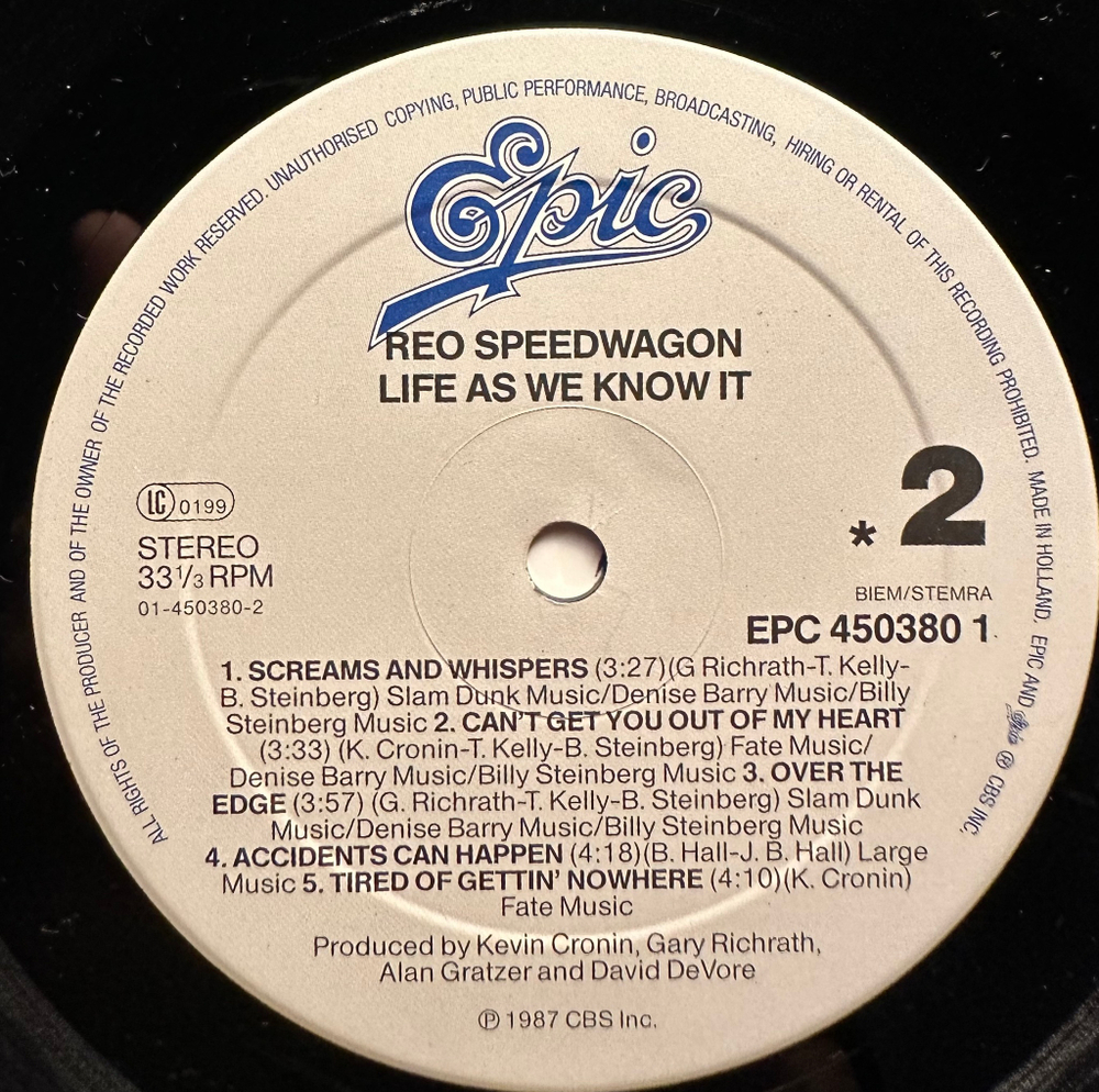 REO Speedwagon - Life As We Know It (Голландия 1987г.)