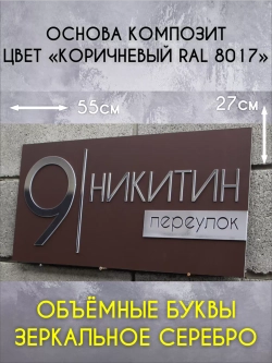 Адресная табличка на дом с объемными буквами