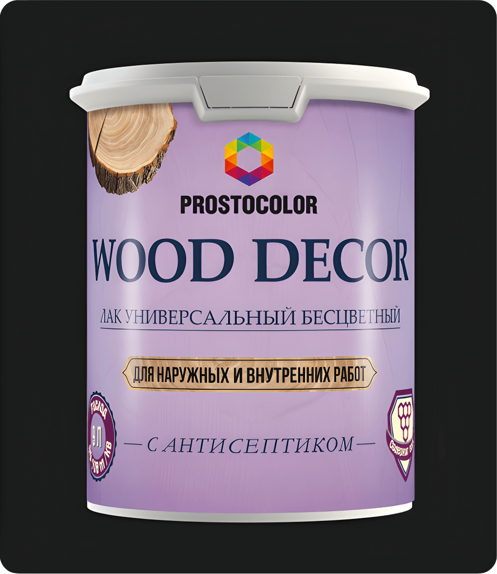 201410 Лак WOOD DÉCOR PROSTOCOLOR с воском глянец 0,9л
