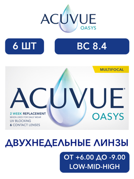 Двухнедельные мультифокальные контактные линзы Acuvue Oasys Multifocal (уп. 6 линз)