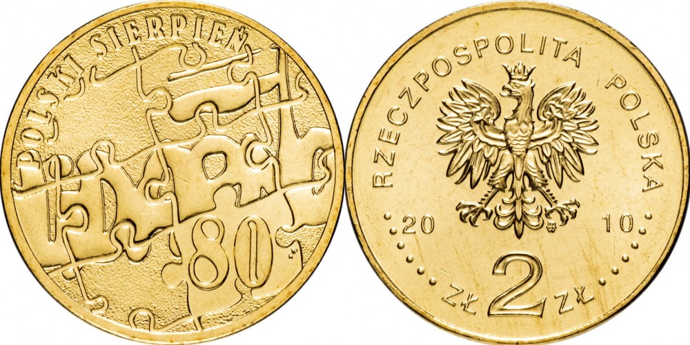 Польша 2 злотых, 2010 30 лет политическому кризису в Польше 1980 года aUNC