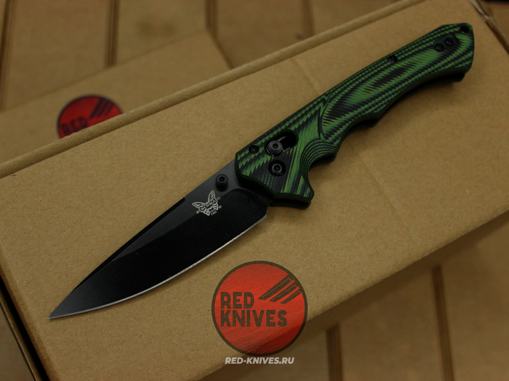 Нож Benchmade RUKUS CUSTOM 1 - зеленая рукоять, черный клинок
