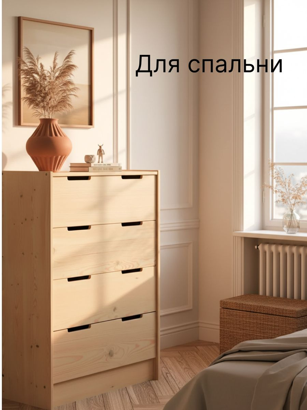 Комод, 62х30х90, Раст, для одежды и игрушек, с ящиками, массив сосны, без отделки, IKEA